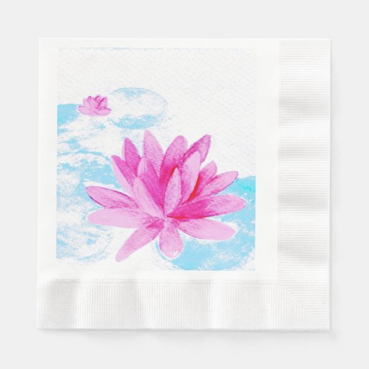 Rosa Lotus Blume Aquarellmalerei Serviette (Vorderseite)