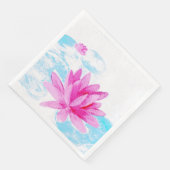 Rosa Lotus Blume Aquarellmalerei Serviette (Ecke)