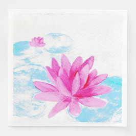Rosa Lotus Blume Aquarellmalerei Serviette