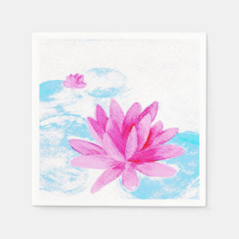 Rosa Lotus Blume Aquarellmalerei Serviette