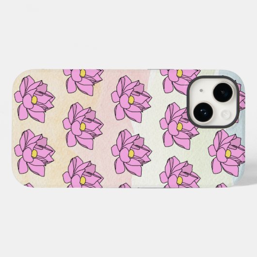 Rosa Lotus Blume Art Case-Mate iPhone Hülle (Rückseite (Horizontal))