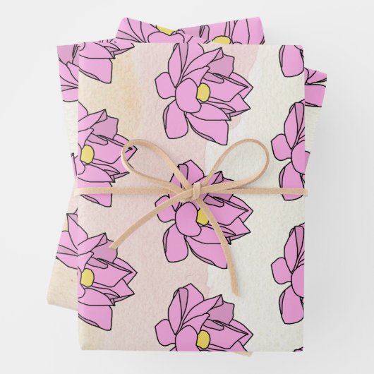 Rosa Lotus Blume Art Geschenkpapier Set (Beispiel)