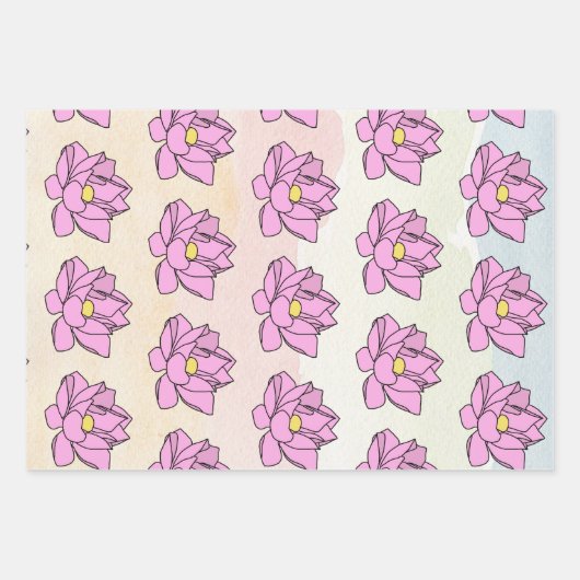 Rosa Lotus Blume Art Geschenkpapier Set (Vorderseite)