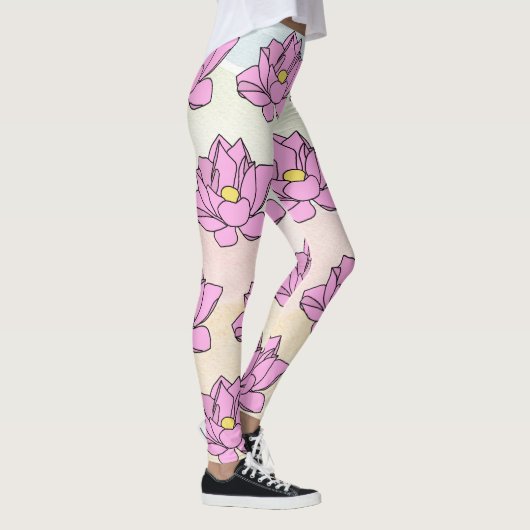 Rosa Lotus Blume Art Leggings (Rechts)