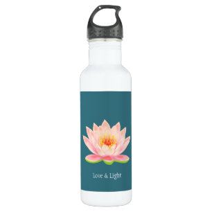 Rosa Lotus-Blume auf Aquamarin Edelstahlflasche