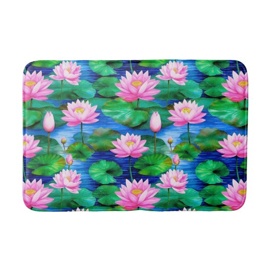 Rosa Lotus-Blume auf einem Teich Badematte (Vorderseite)