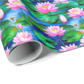 Rosa Lotus-Blume auf einem Teich Geschenkpapier (Rolleneckpunkt)