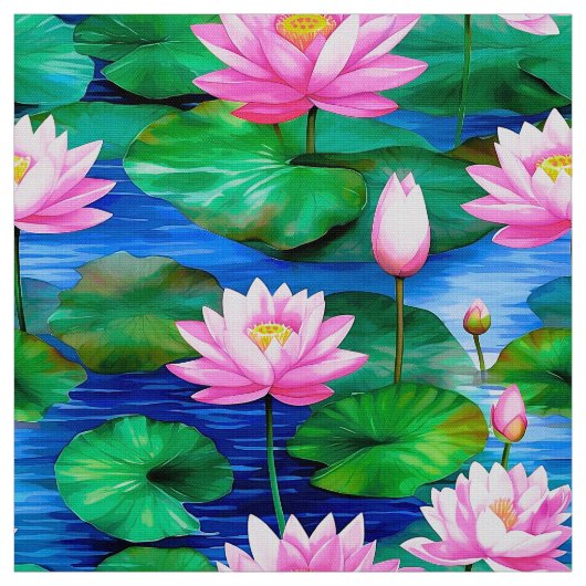 Rosa Lotus-Blume auf einem Teich Stoff (Muster)