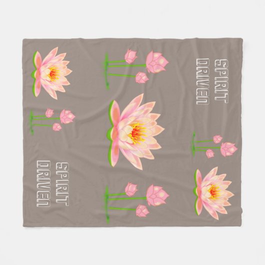 Rosa Lotus-Blume auf Lucky Beige Fleecedecke (Vorderseite (Horizontal))