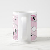 Rosa Lotus-Blume auf rosa Streifen Jumbo-Tasse (Rückseite)