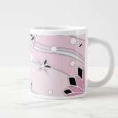 Rosa Lotus-Blume auf rosa Streifen Jumbo-Tasse (Rechts)