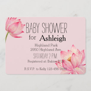 Rosa Lotus Blume Babydusche Einladung