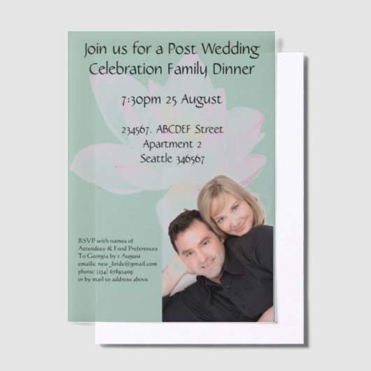 Rosa Lotus Blume Hochzeitsfeier Reaktion Pergament Einladungen (Versetzt)