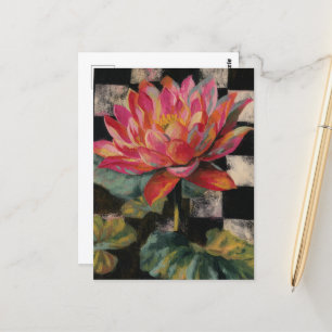 Rosa Lotus-Blume im Hintergrund des Prüfplatzes Postkarte
