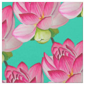 Rosa Lotus-Blume im türkisfarbenen Wasser Stoff (Nahaufnahme)