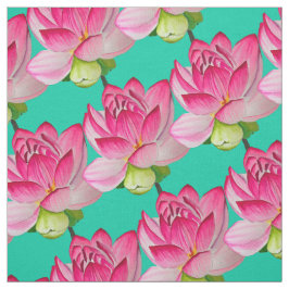 Rosa Lotus-Blume im türkisfarbenen Wasser Stoff