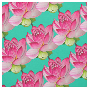 Rosa Lotus-Blume im türkisfarbenen Wasser Stoff