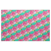 Rosa Lotus-Blume im türkisfarbenen Wasser Stoff (Fat Quarter (45,7 x 55,9 cm))