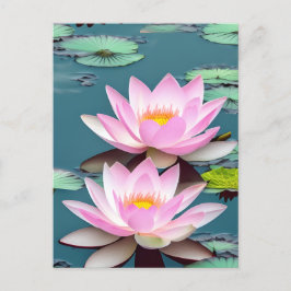 Rosa Lotus-Blume im Wasser Postkarte