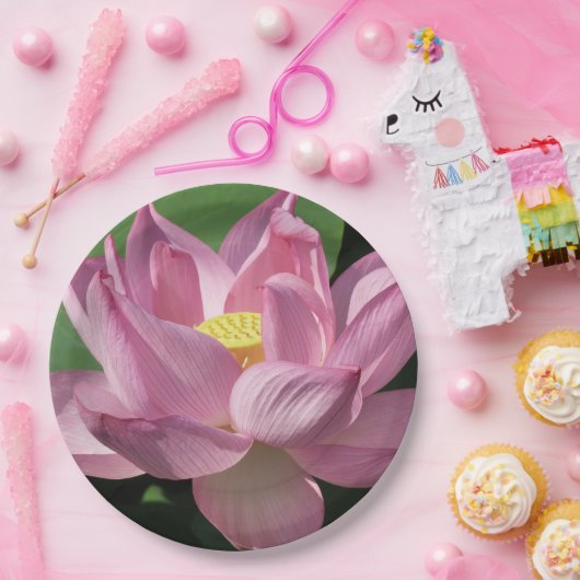 Rosa Lotus Blume IV Pappteller (Party)