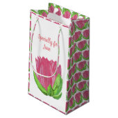 Rosa Lotus-Blume Kleine Geschenktüte (Rückseite Schrägansicht)