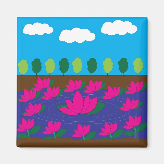 Rosa Lotus Blume Magnet (Vorne)