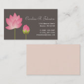 Rosa Lotus Blume modern grau Visitenkarte (Vorne/Hinten)