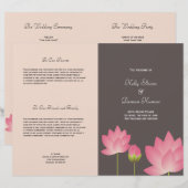 Rosa Lotus Blume Modernes graues Hochzeitsprogramm (Vorne/Hinten)