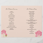 Rosa Lotus Blume Modernes graues Hochzeitsprogramm (Rückseite)