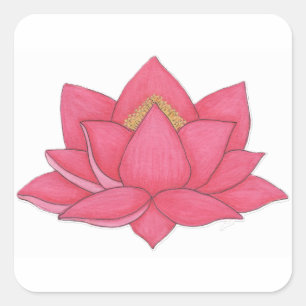 Rosa Lotus-Blume Quadratischer Aufkleber