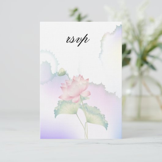 Rosa Lotus Blume RSVP Karte (Stehend Vorderseite)