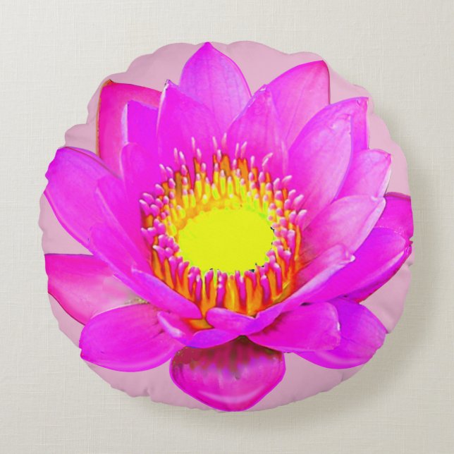 Rosa Lotus-Blume Rundes Kissen (Vorderseite)