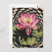 Rosa Lotus Blume Schwarz-weiß Surreal Postkarte (Vorne/Hinten)