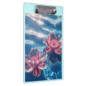 Rosa Lotus-Blume schweben auf Kristallblau Klemmbrett (Rechts)