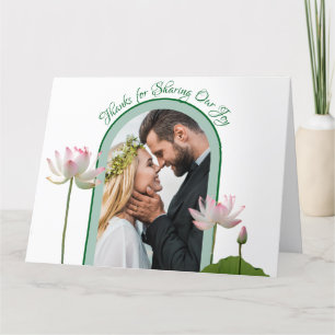 Rosa Lotus Blume und Grüne Hochzeit Dankeskarte