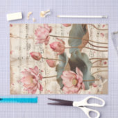 Rosa Lotus-Blume Vintages Notenblatt Ephemere Seidenpapier (Handwerk)