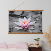 Rosa Lotus-Blume Wandteppich Mit Holzrahmen (Schlafzimmer)