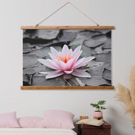 Rosa Lotus-Blume Wandteppich Mit Holzrahmen (Schlafzimmer)