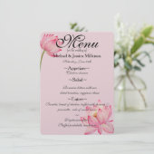 Rosa Lotus Blume Wedding Menu Menükarte (Stehend Vorderseite)