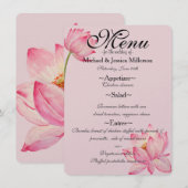 Rosa Lotus Blume Wedding Menu Menükarte (Vorne/Hinten)