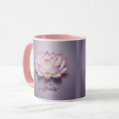 Rosa Lotus-Blumen-Meditations-Mug Tasse (Vorderseite Links)