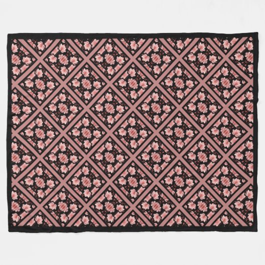 Rosa Lotus Classic Fleecedecke (Vorderseite (Horizontal))