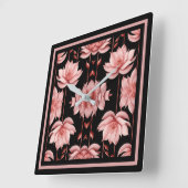 Rosa Lotus Classic Quadratische Wanduhr (Winkel)