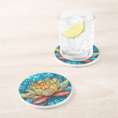 Rosa Lotus-Farbglas Getränkeuntersetzer (Seite)