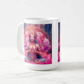 Rosa Lotus Goddess Lakshmi auf Weiß Kaffeetasse (Vorderseite Links)