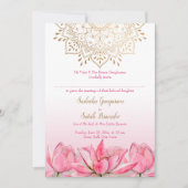 Rosa Lotus gold Mandala Indische Hochzeit Einladung (Vorderseite)