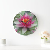 Rosa Lotus Große Wanduhr (Zuhause)