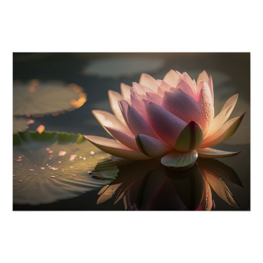 Rosa Lotus im Morgenlicht Glossy Poster (Vorderseite)