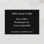 Rosa Lotus in den Ölen ACEO Visitenkarte (Rückseite)
