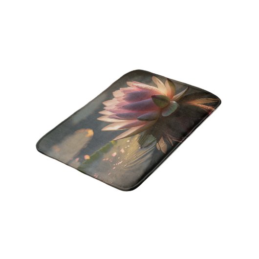 Rosa Lotus in der Morgenhellmatte Badematte (Schrägansicht)